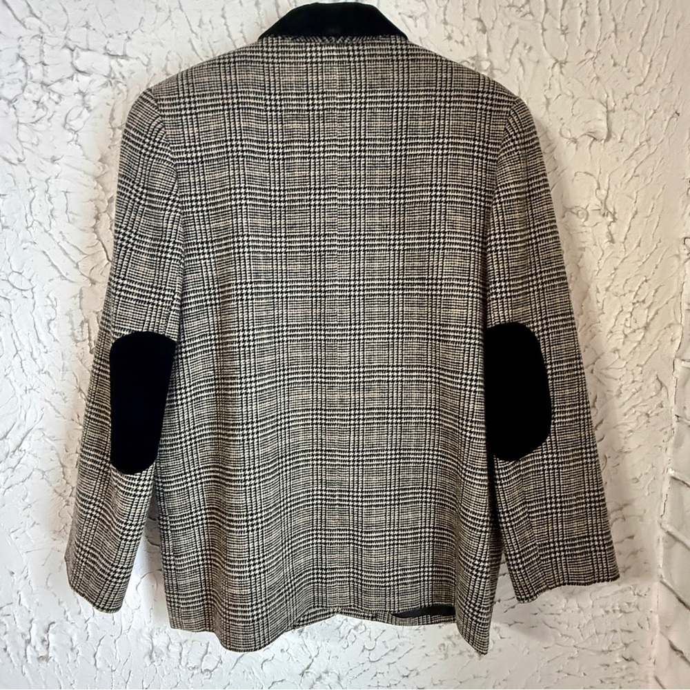 Field Manor Wool Blazer Size 10 I Houndstooth Wool Jacket I Classic Tailored - Picture 12 of 15